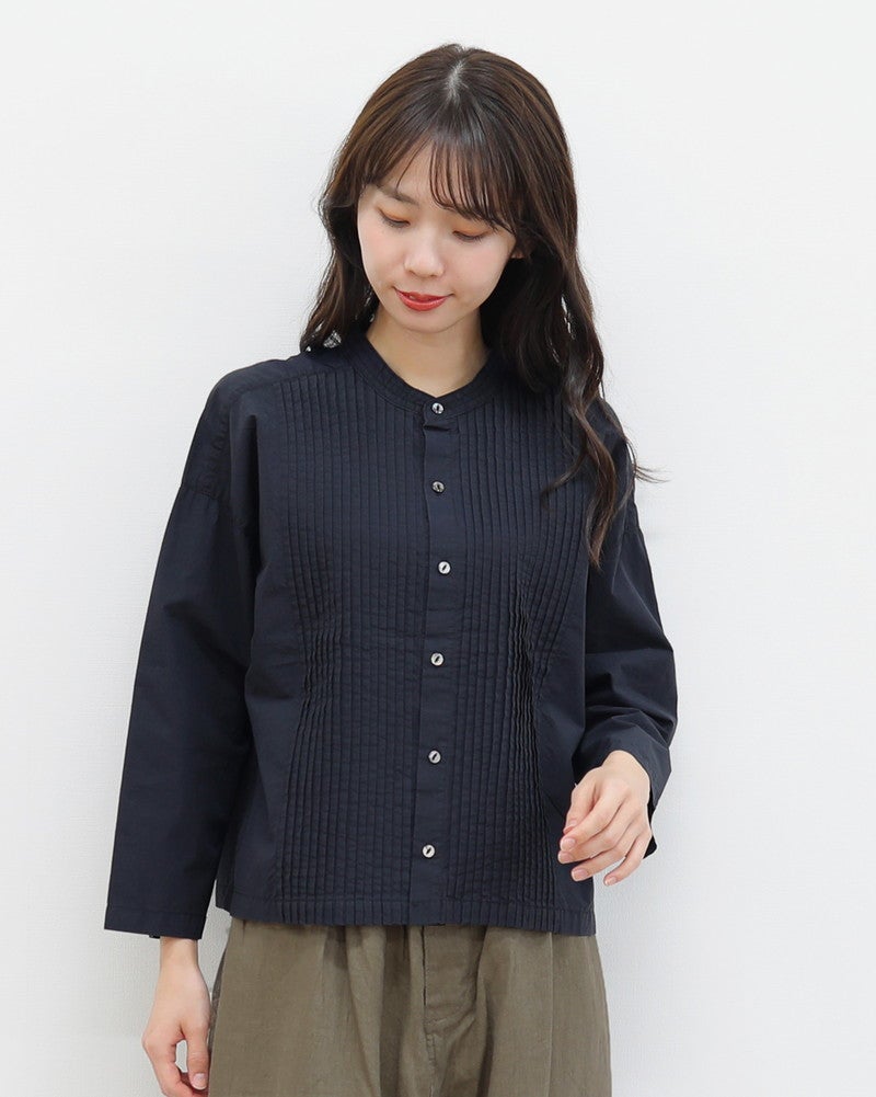 ［FURALI］ブロード デニムピンタックシャツカーデ