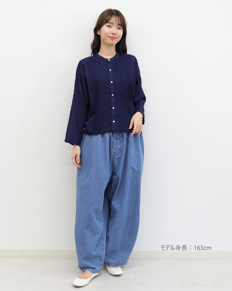 ［FURALI］ブロード デニムピンタックシャツカーデ