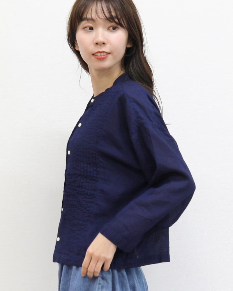 ［FURALI］ブロード デニムピンタックシャツカーデ