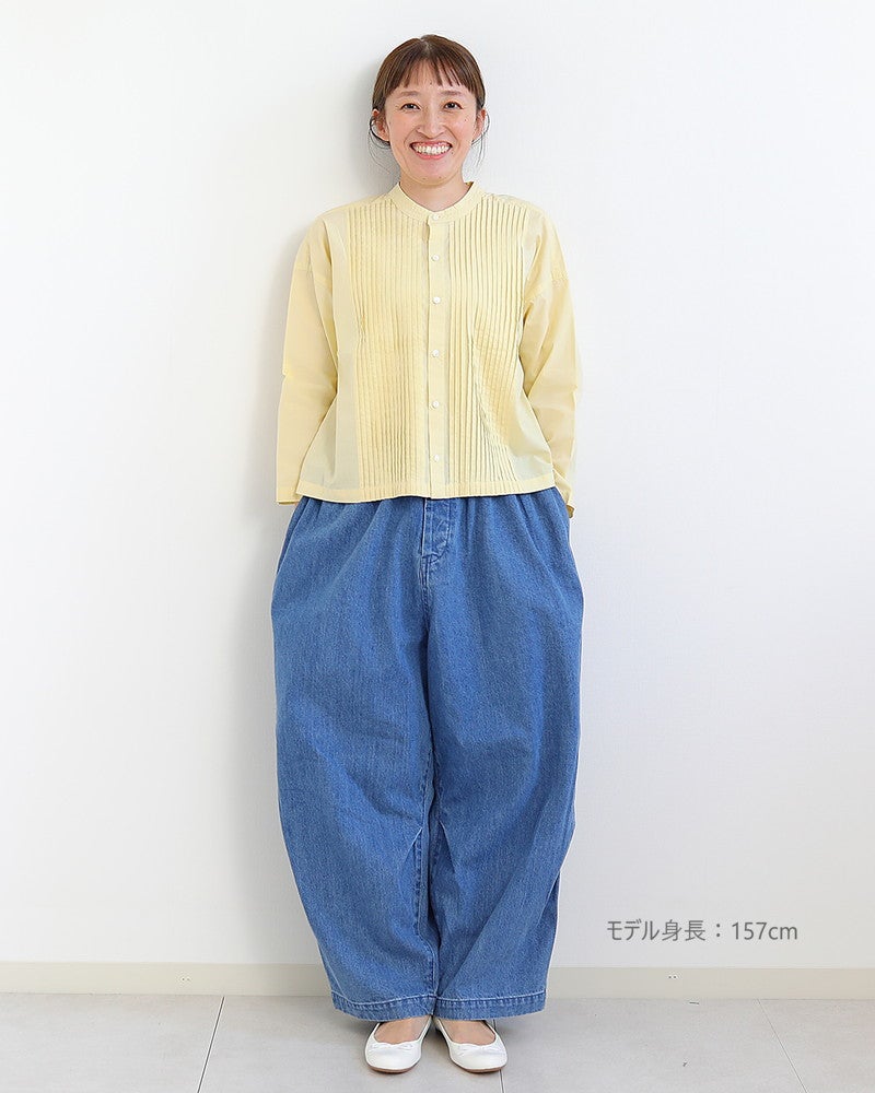 ［FURALI］ブロード デニムピンタックシャツカーデ