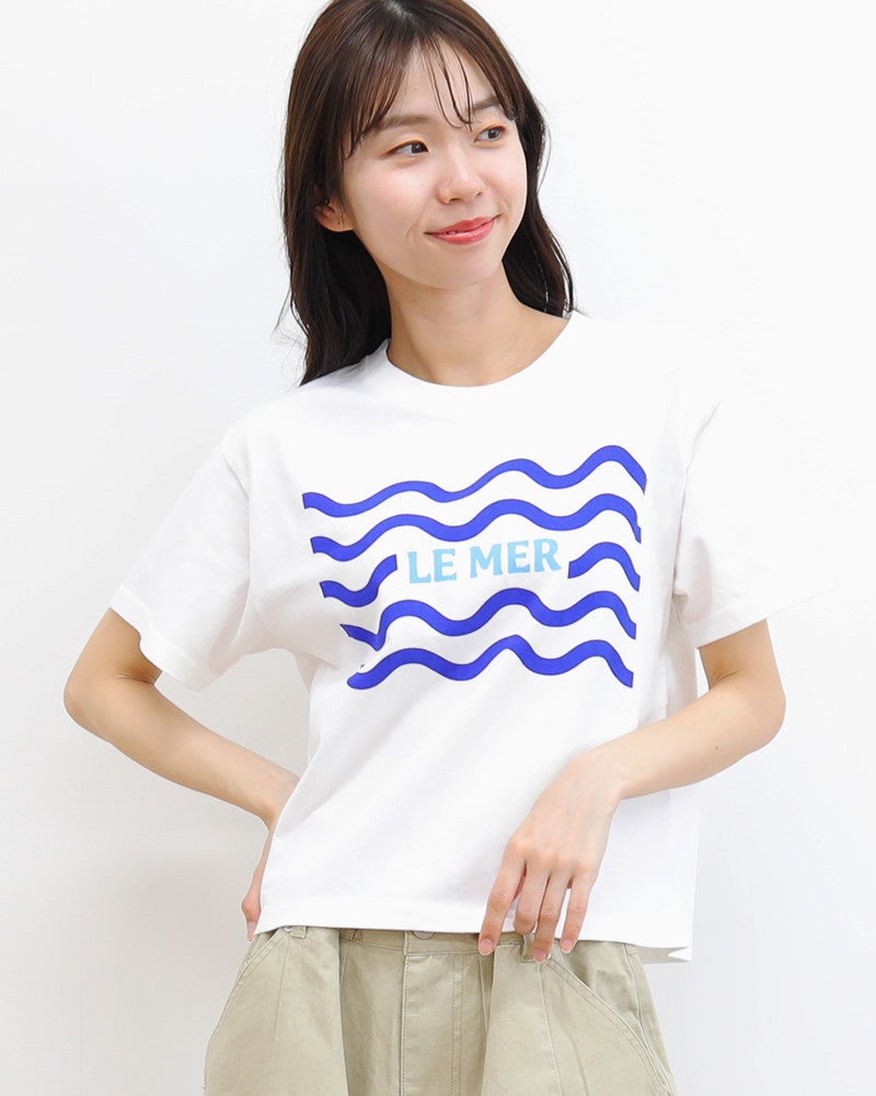 ［ON SEVEN DAYS］ショート波模様プリントTシャツ