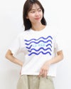 ［ON SEVEN DAYS］ショート波模様プリントTシャツ