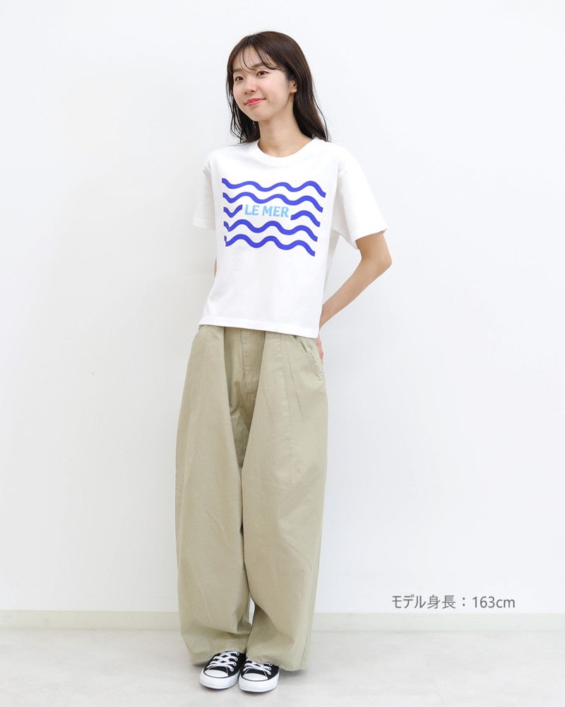 ［ON SEVEN DAYS］ショート波模様プリントTシャツ