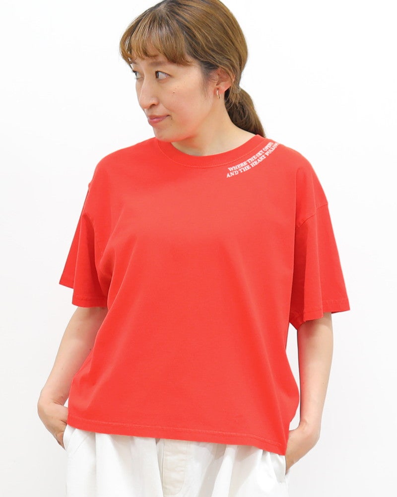 ON SEVEN DAYS］ワイドネック刺繍Tシャツ／オンセブンデイズオリジナル