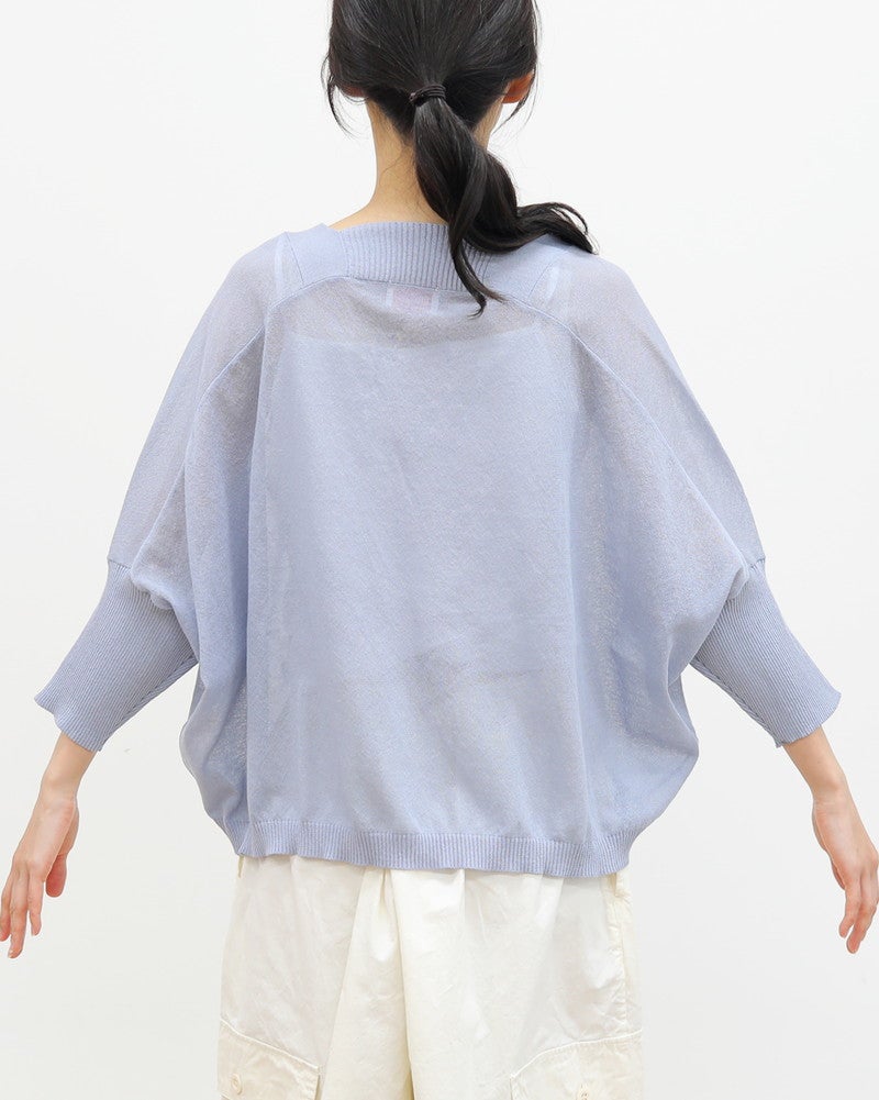 ［mao made］リネンブレンドワイドVネックカーディガン