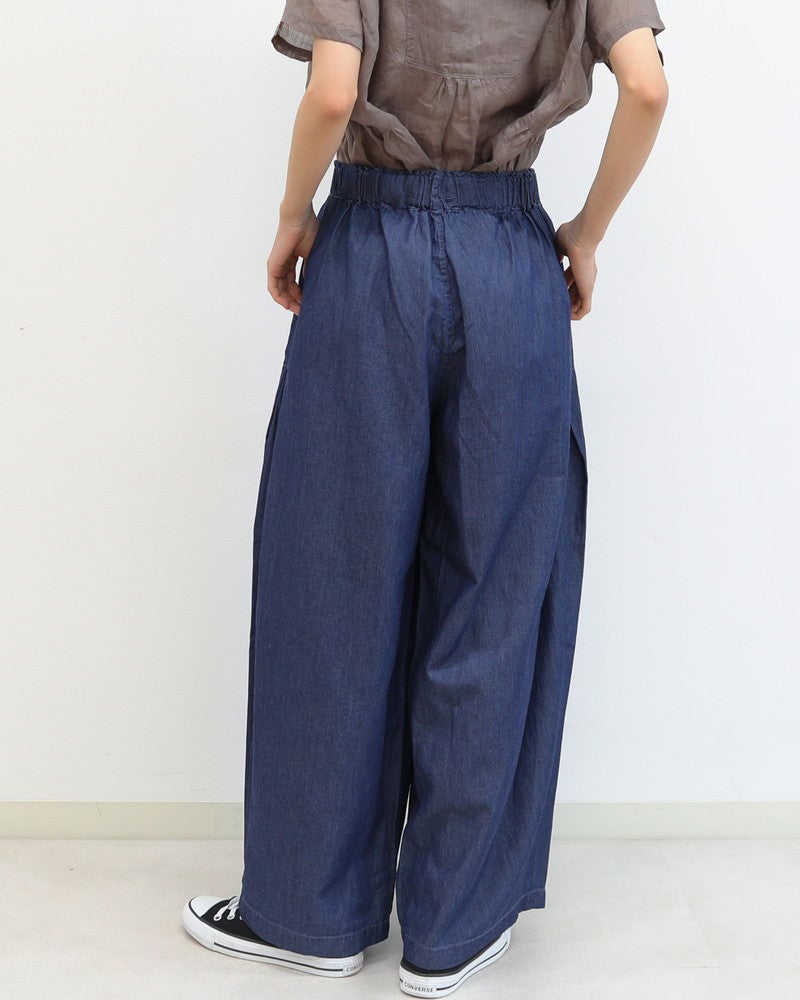 10％OFF】［UNPLE］コットンリネンライトデニムタックイージーパンツ