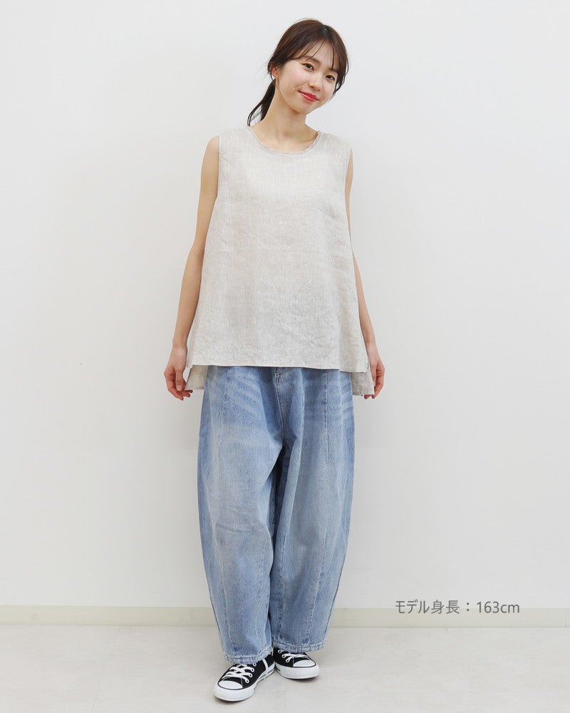 ［UNPLE］リネンノースリーブブラウス