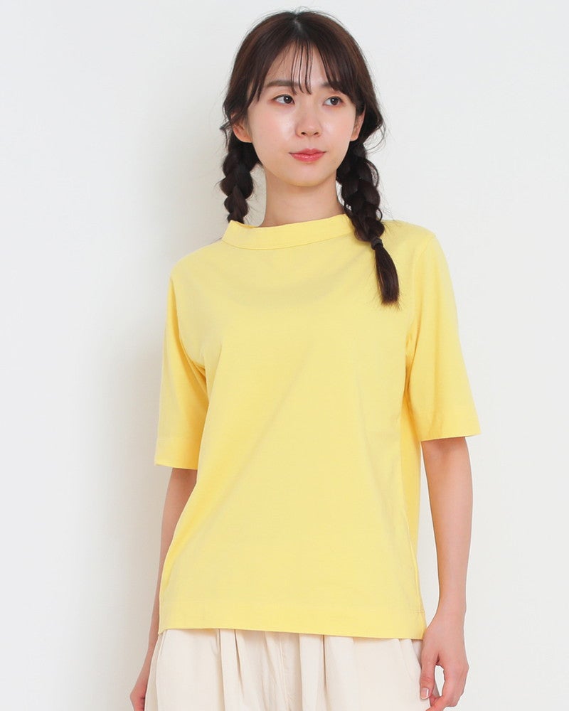 30％OFF】［LAITERIE］天竺5分袖ボトルネックT シーズンカラー
