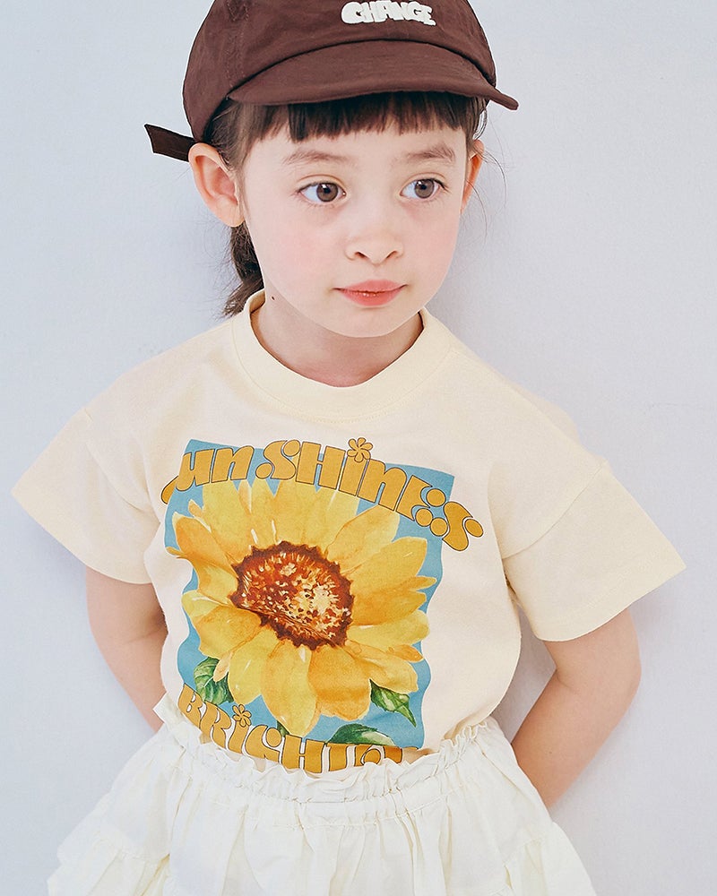 【ひまわり】マチたっぷり 大きめ布バスケット & メガネ置き 30％OFF】［p.premier］元気いっぱいひまわりグラフィックTシャツ