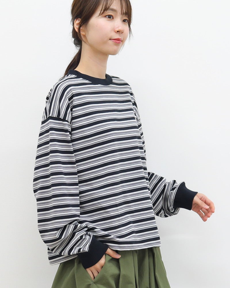 ［DANTON］マルチボーダーロングTシャツ
