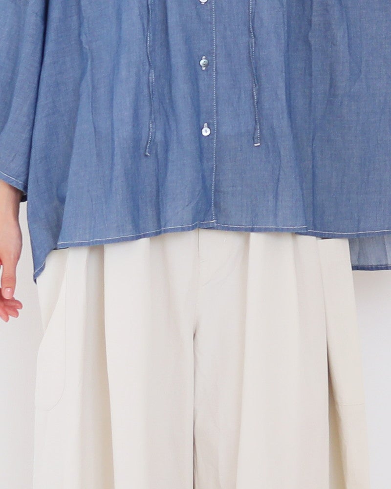 ［UNPLE］ライトデニムフリルカラーブラウス