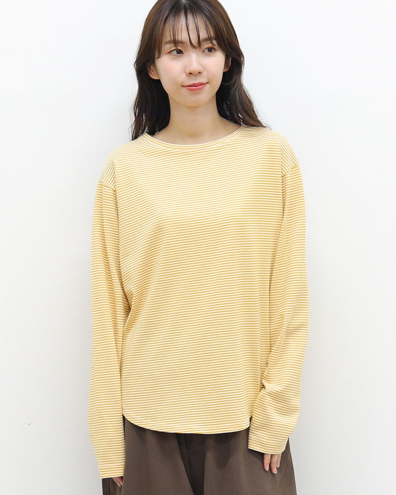 ［mao made］細細ボーダーラウンドヘムTEE