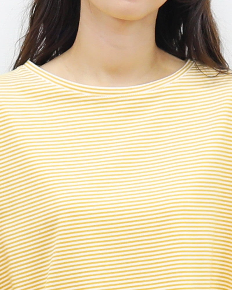 ［mao made］細細ボーダーラウンドヘムTEE