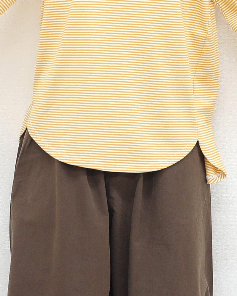［mao made］細細ボーダーラウンドヘムTEE