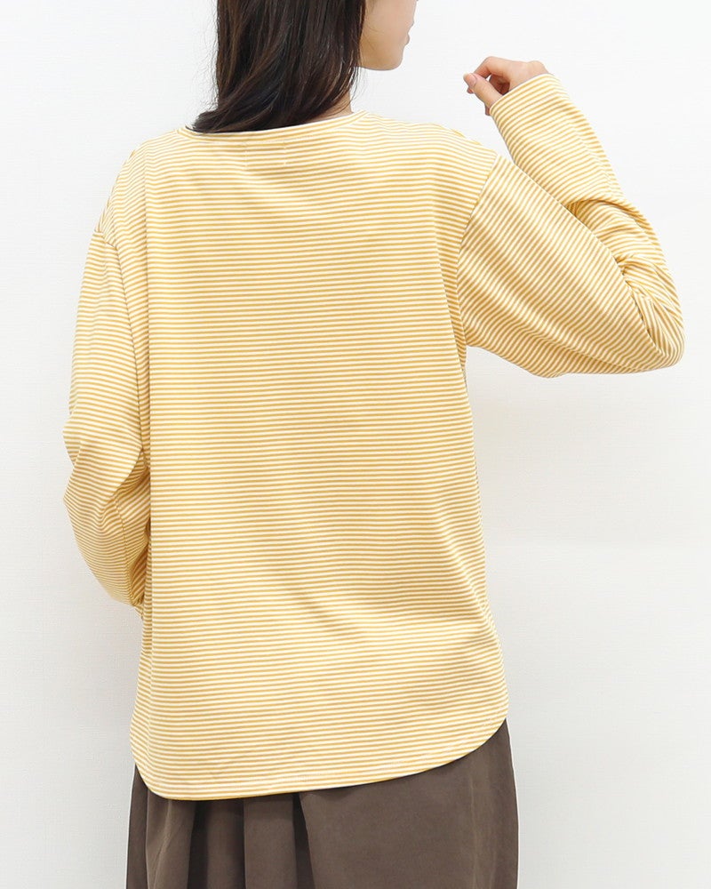 ［mao made］細細ボーダーラウンドヘムTEE