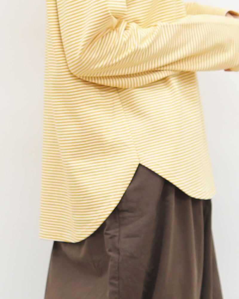 ［mao made］細細ボーダーラウンドヘムTEE