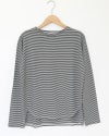 ［mao made］細細ボーダーラウンドヘムTEE