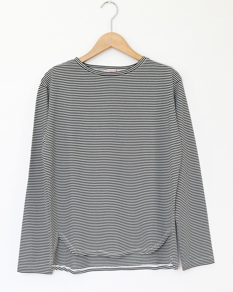 ［mao made］細細ボーダーラウンドヘムTEE