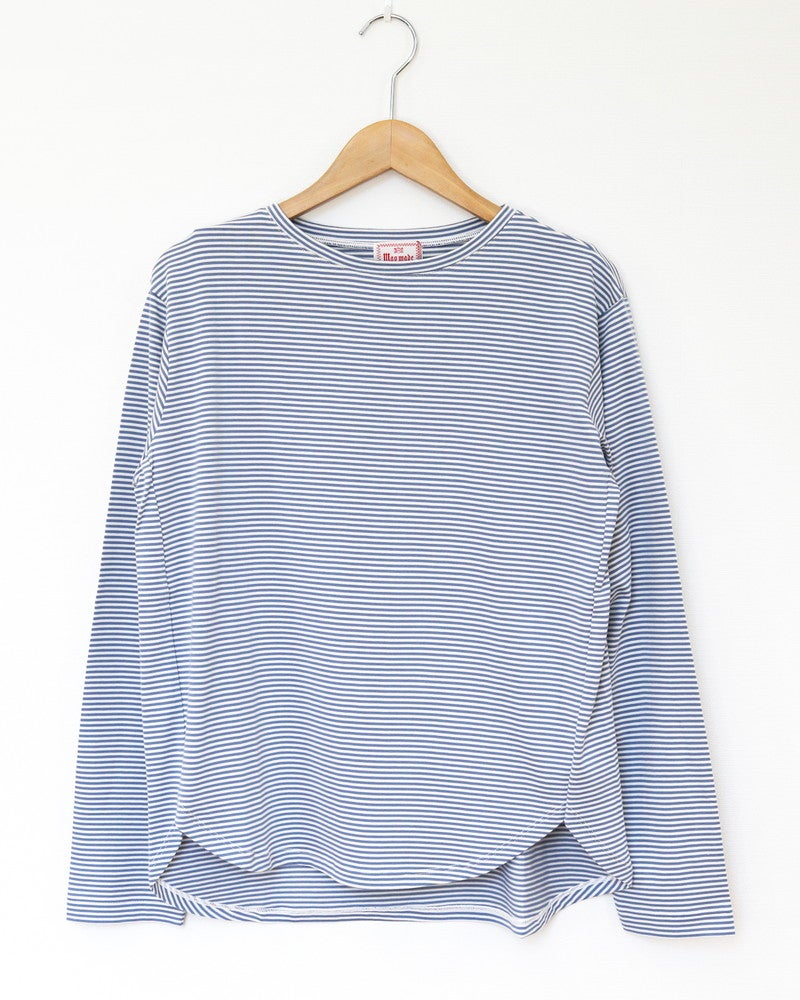 ［mao made］細細ボーダーラウンドヘムTEE