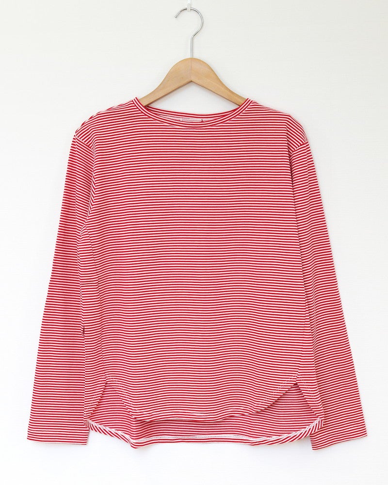 ［mao made］細細ボーダーラウンドヘムTEE