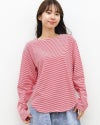 ［mao made］細細ボーダーラウンドヘムTEE