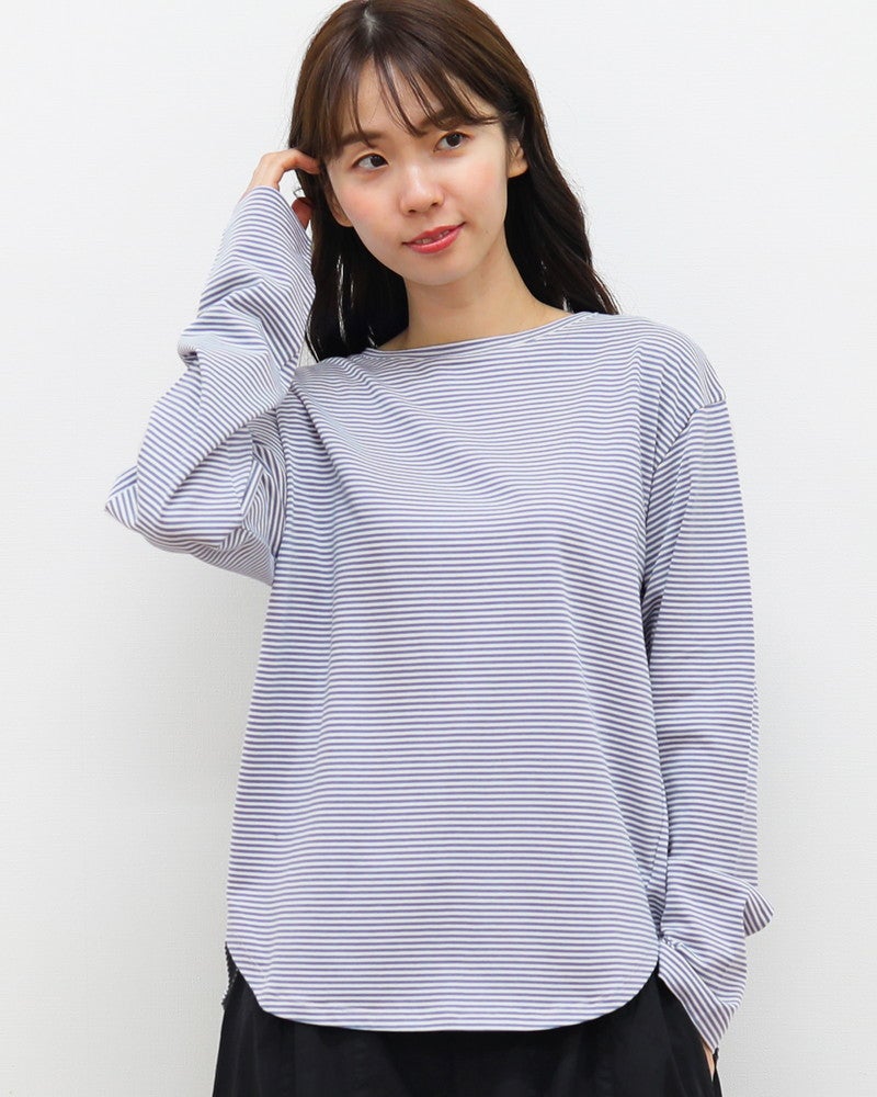 ［mao made］細細ボーダーラウンドヘムTEE