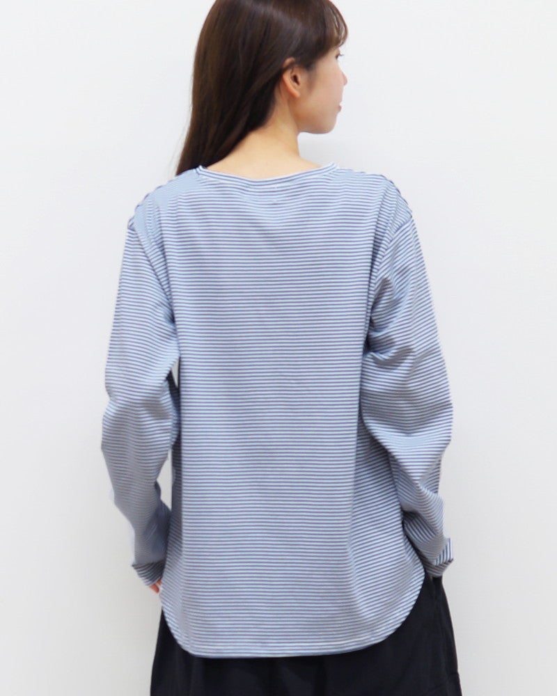 ［mao made］細細ボーダーラウンドヘムTEE