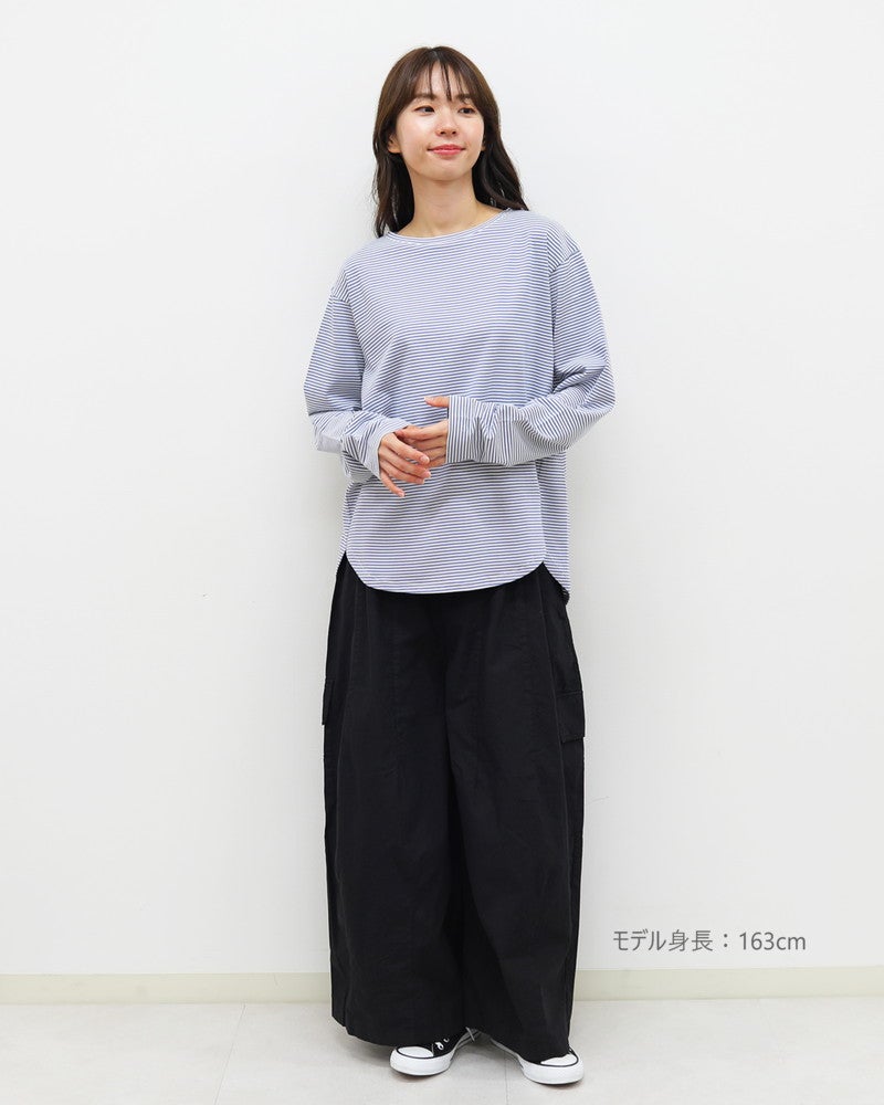 ［mao made］細細ボーダーラウンドヘムTEE