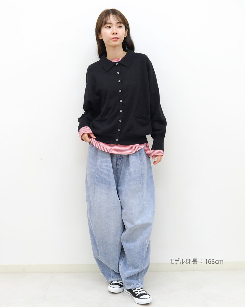 ［mao made］細細ボーダーラウンドヘムTEE
