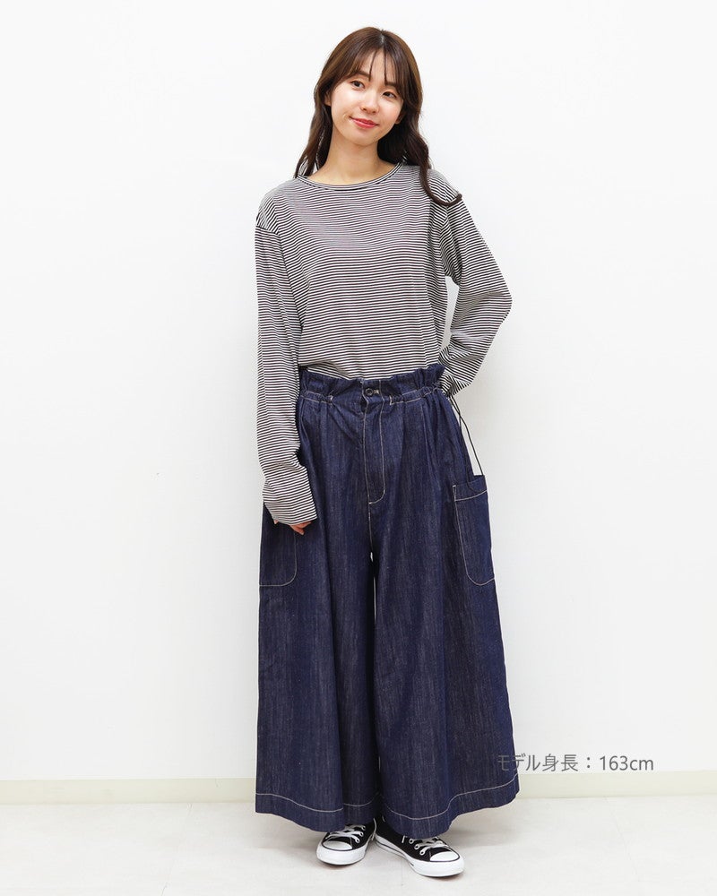 ［mao made］細細ボーダーラウンドヘムTEE