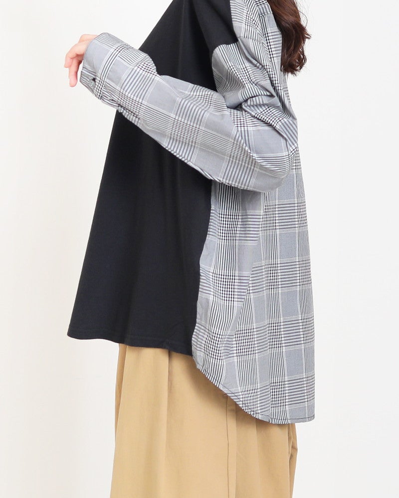 ［NATURAL LAUNDRY］先染めパネルシャツプルオーバー