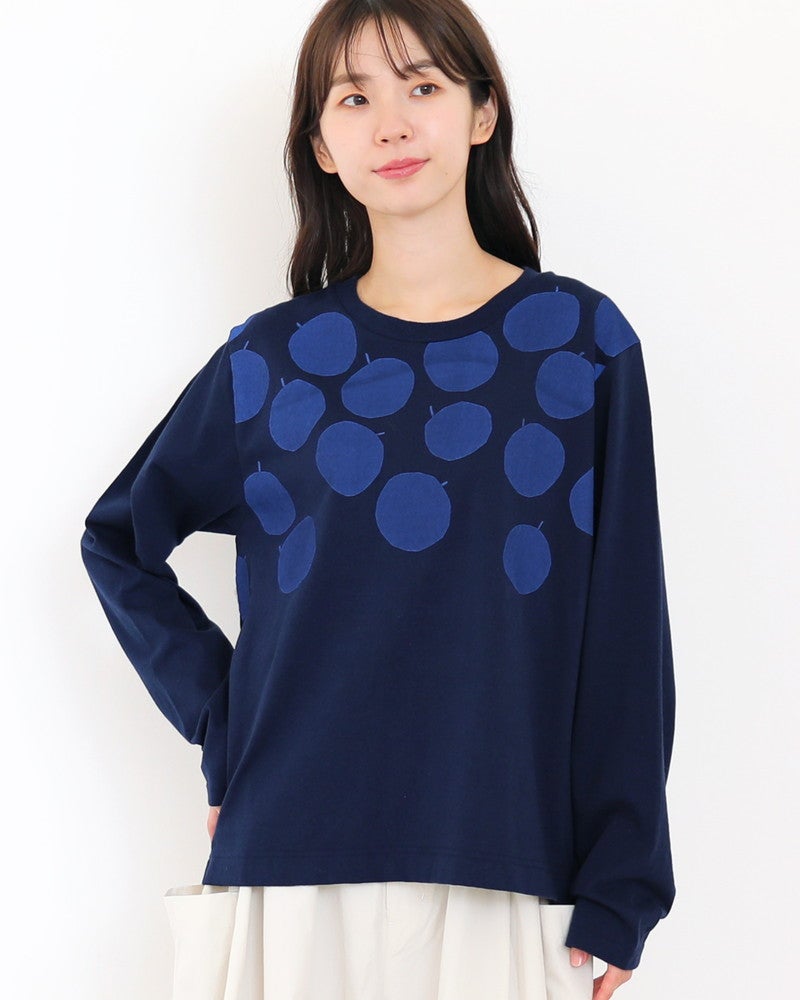 ［NATURAL LAUNDRY］空紡天竺リンゴプリント長袖Tシャツ