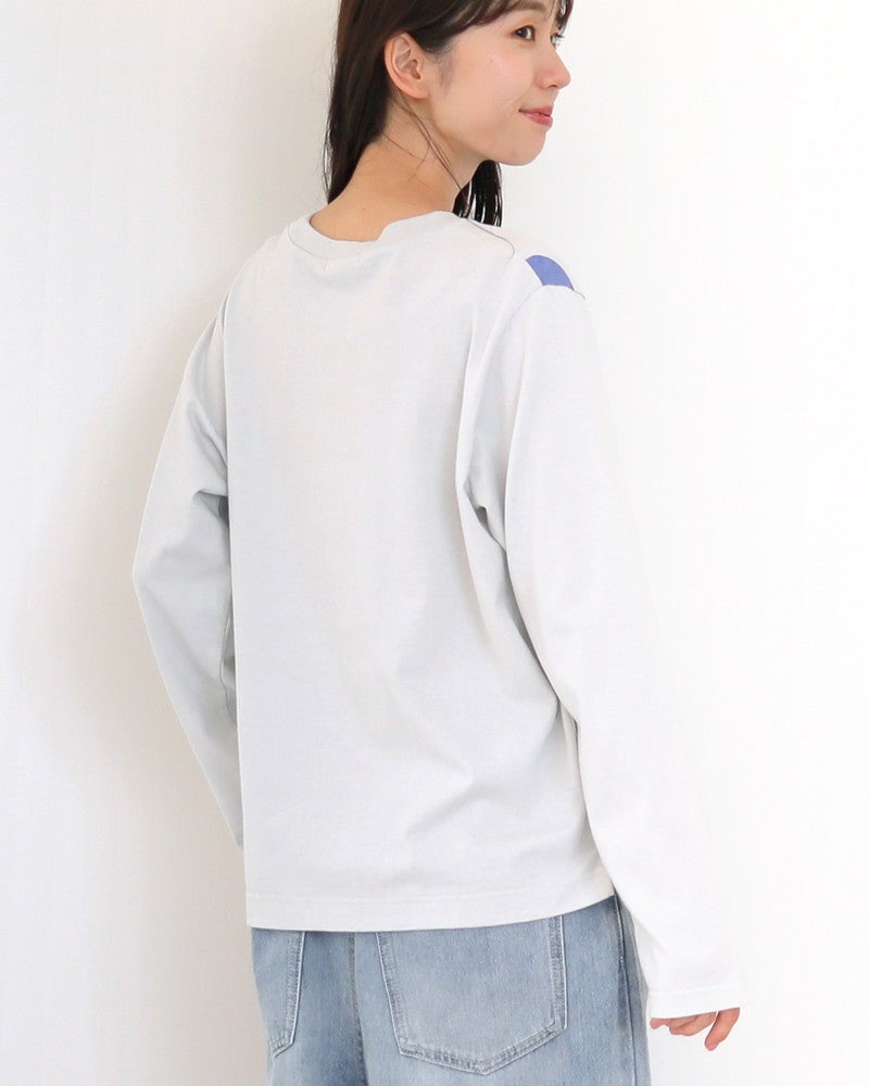 ［NATURAL LAUNDRY］空紡天竺リンゴプリント長袖Tシャツ