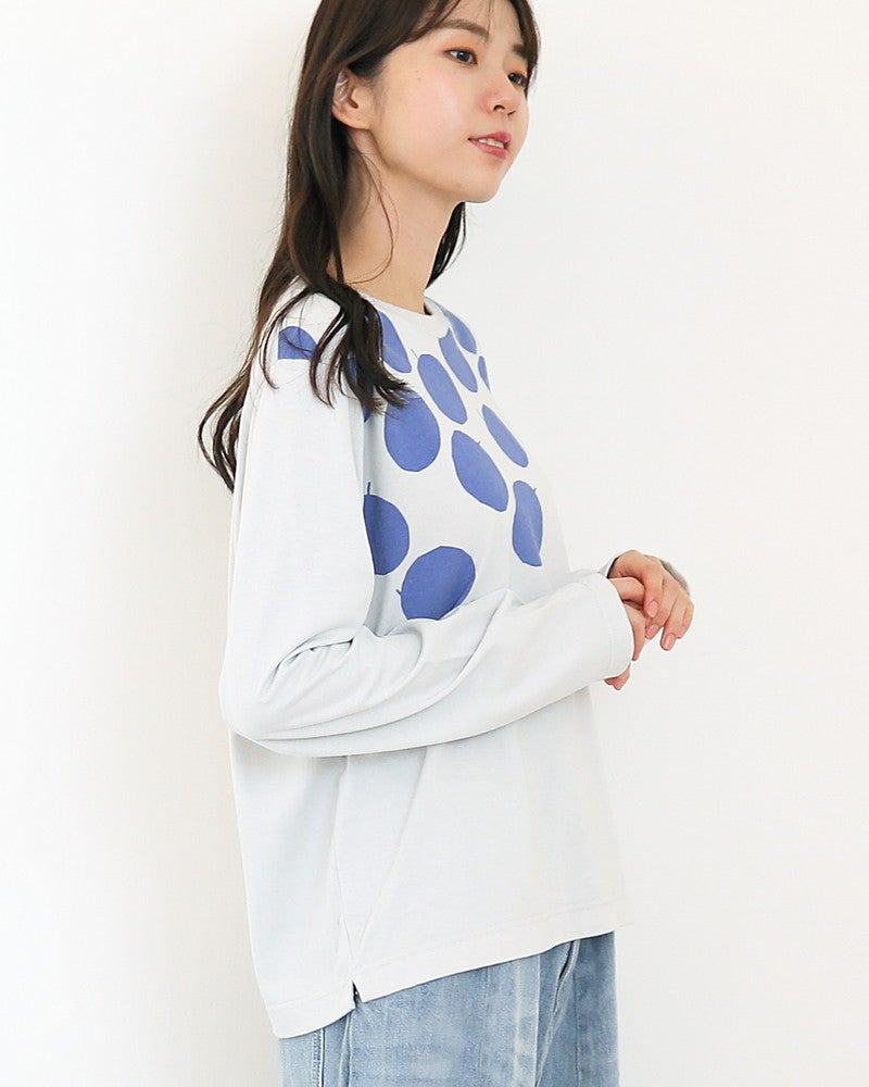 ［NATURAL LAUNDRY］空紡天竺リンゴプリント長袖Tシャツ
