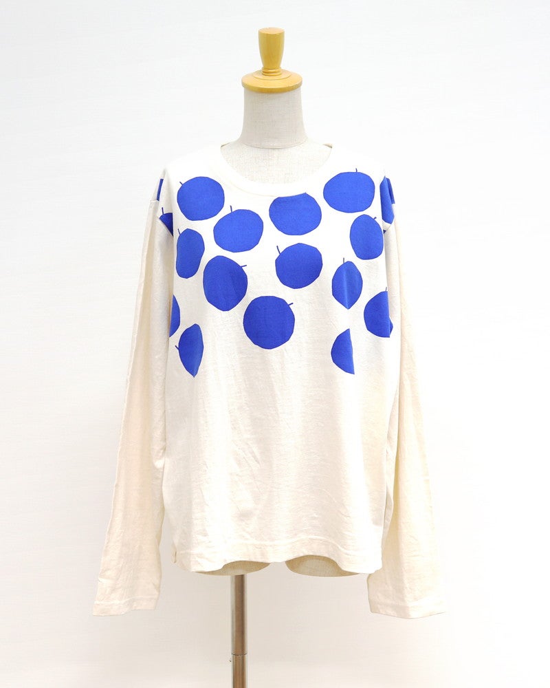 ［NATURAL LAUNDRY］空紡天竺リンゴプリント長袖Tシャツ