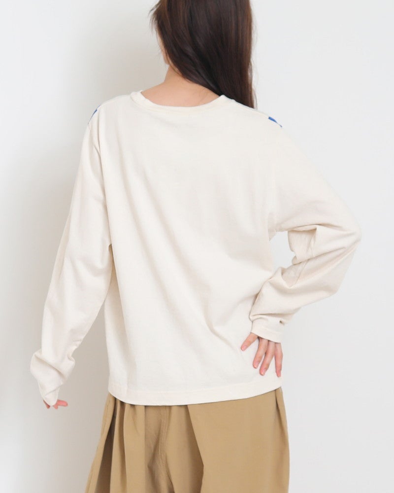 ［NATURAL LAUNDRY］空紡天竺リンゴプリント長袖Tシャツ