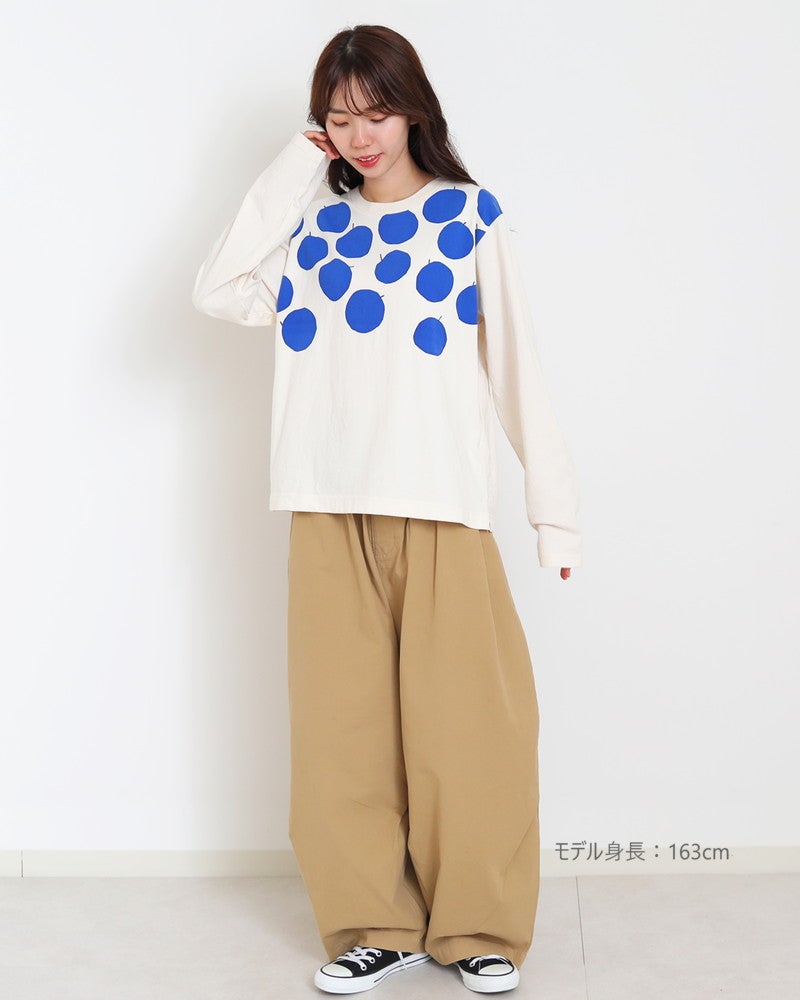 ［NATURAL LAUNDRY］空紡天竺リンゴプリント長袖Tシャツ