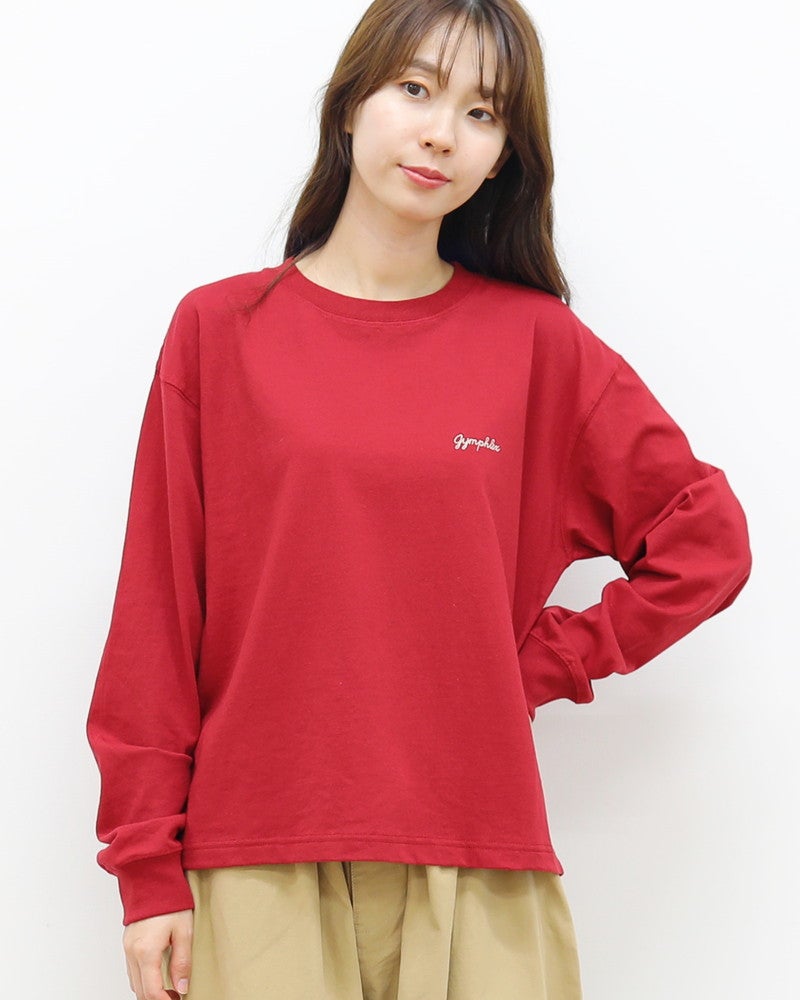 ［GYMPHLEX］ハイゲージコットン刺繍長袖Tシャツ