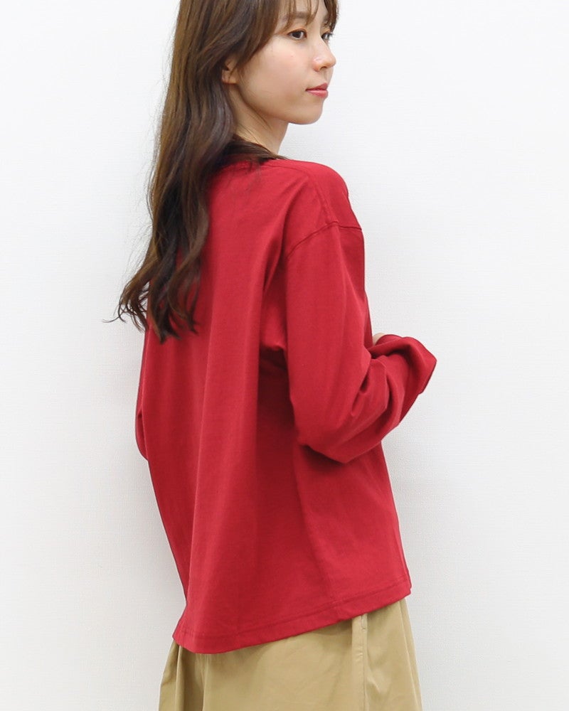 ［GYMPHLEX］ハイゲージコットン刺繍長袖Tシャツ