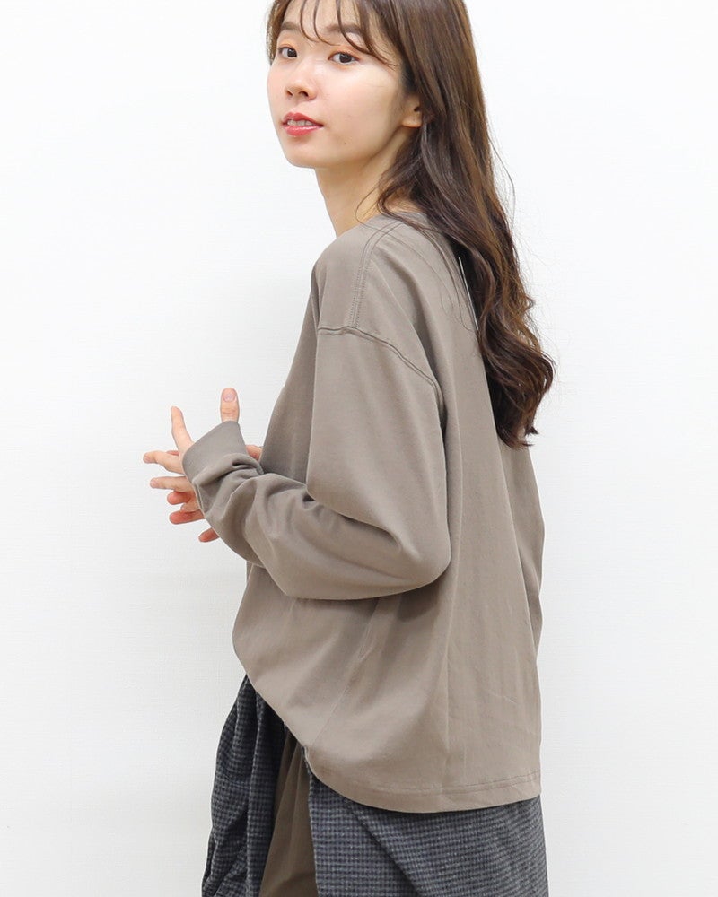 ［GYMPHLEX］ハイゲージコットン刺繍長袖Tシャツ