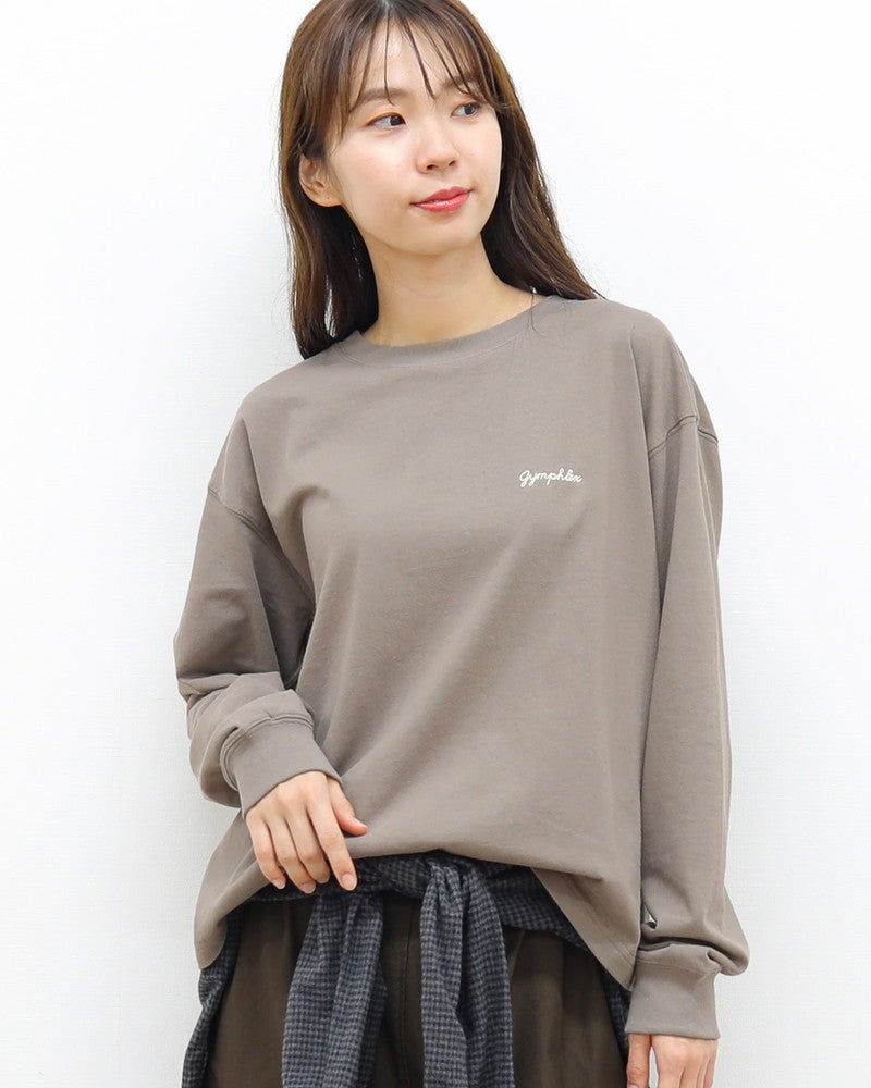 ［GYMPHLEX］ハイゲージコットン刺繍長袖Tシャツ