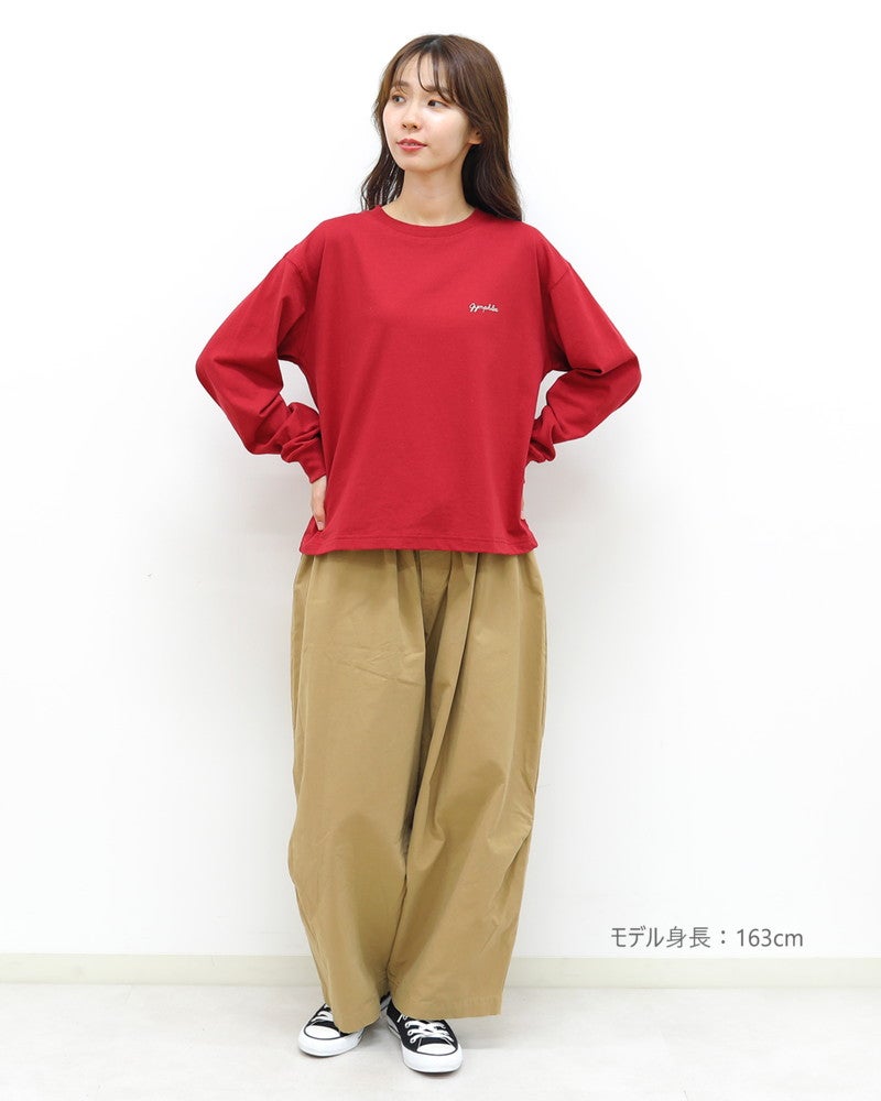 ［GYMPHLEX］ハイゲージコットン刺繍長袖Tシャツ