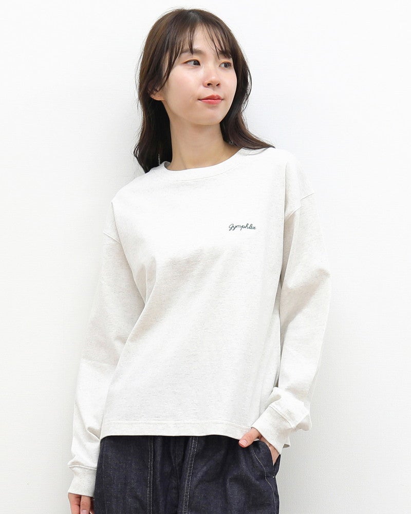 ［GYMPHLEX］ハイゲージコットン刺繍長袖Tシャツ