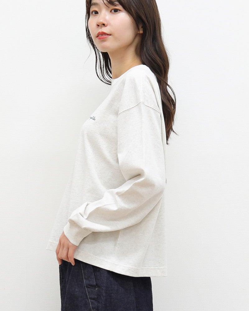 ［GYMPHLEX］ハイゲージコットン刺繍長袖Tシャツ