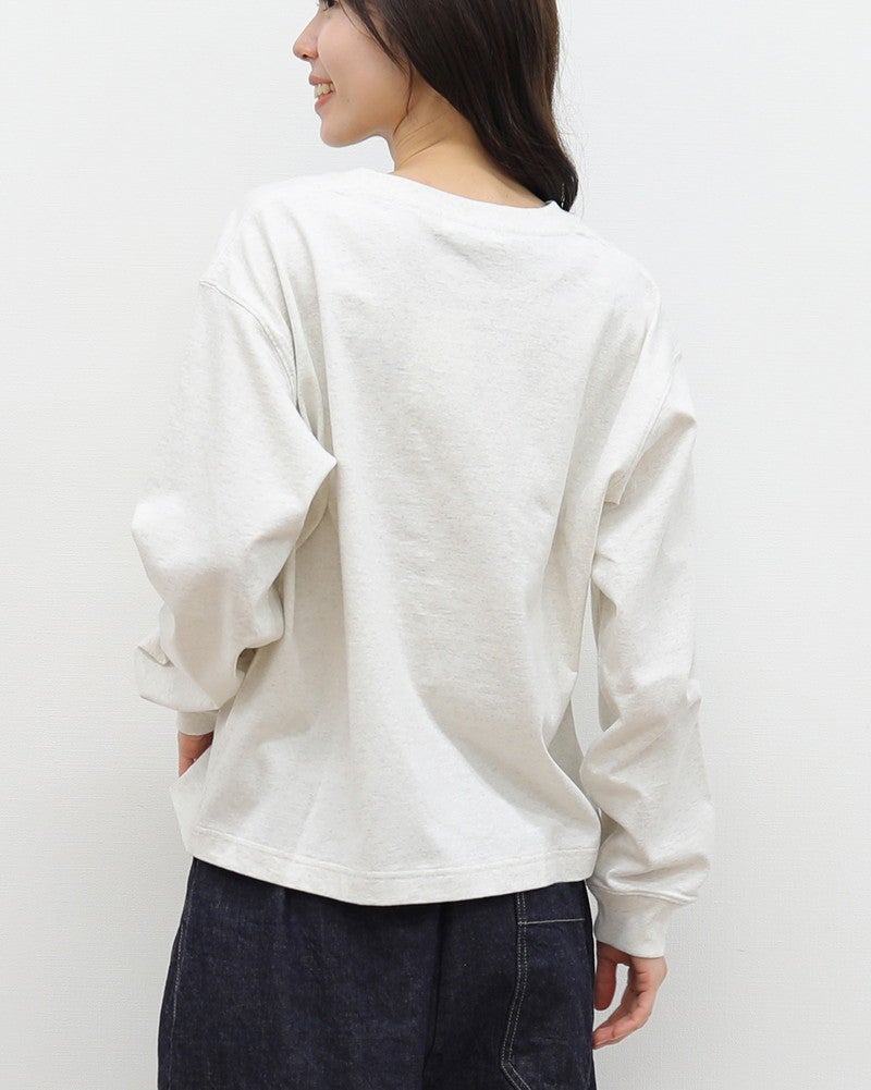 ［GYMPHLEX］ハイゲージコットン刺繍長袖Tシャツ