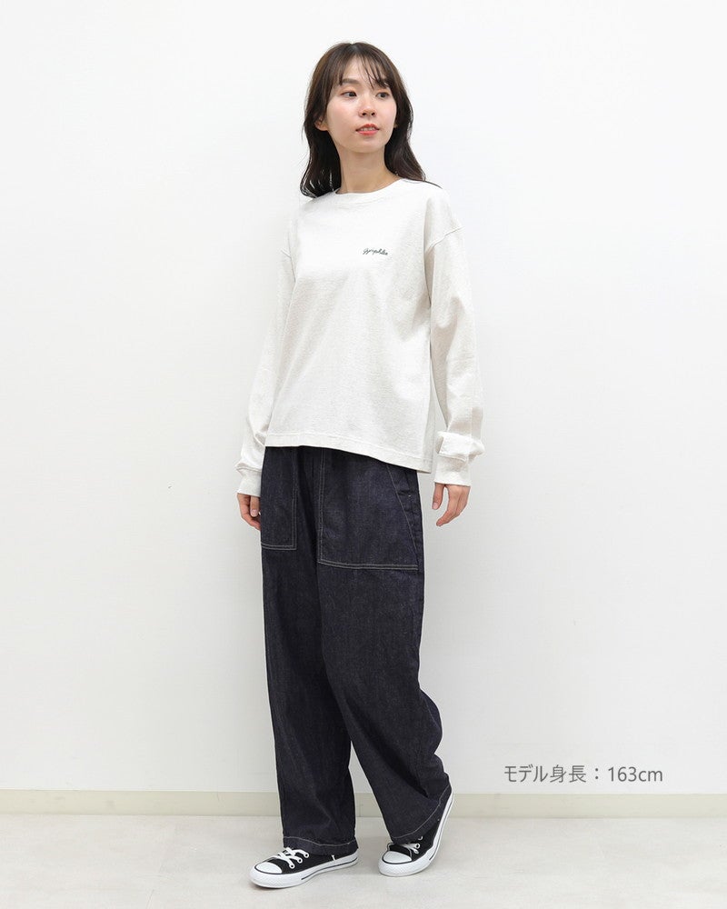［GYMPHLEX］ハイゲージコットン刺繍長袖Tシャツ