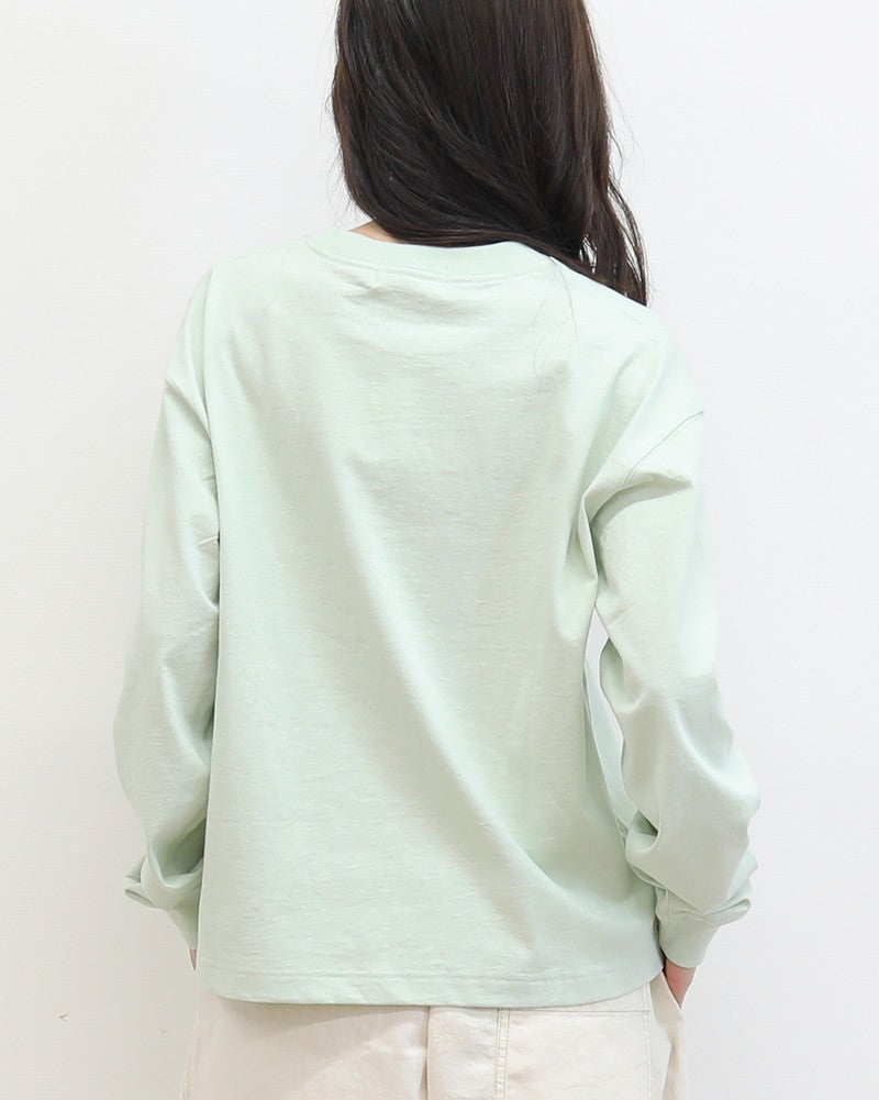 ［GYMPHLEX］ハイゲージコットン刺繍長袖Tシャツ