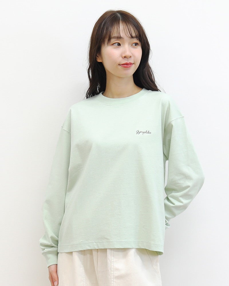 ［GYMPHLEX］ハイゲージコットン刺繍長袖Tシャツ