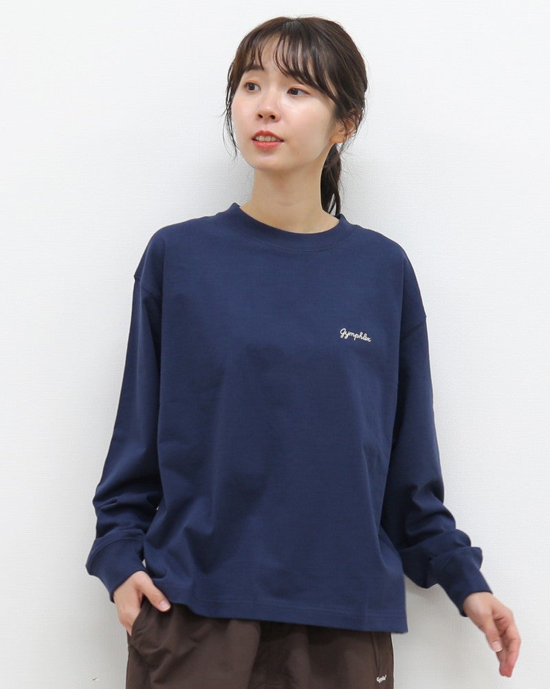 ［GYMPHLEX］ハイゲージコットン刺繍長袖Tシャツ