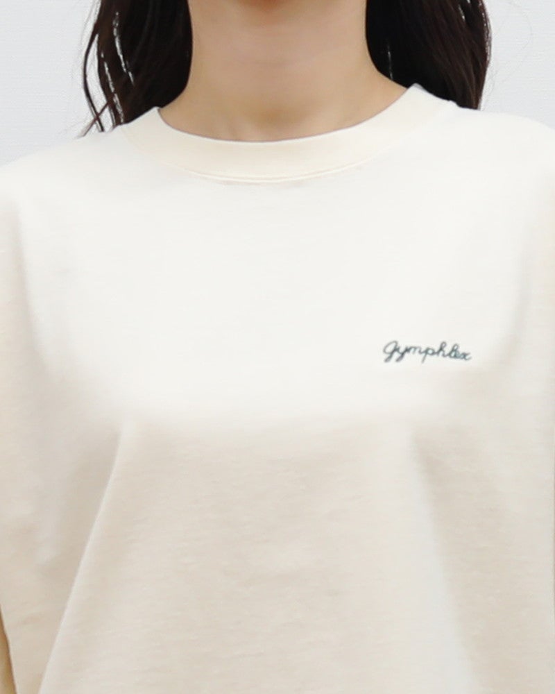 ［GYMPHLEX］ハイゲージコットン刺繍長袖Tシャツ